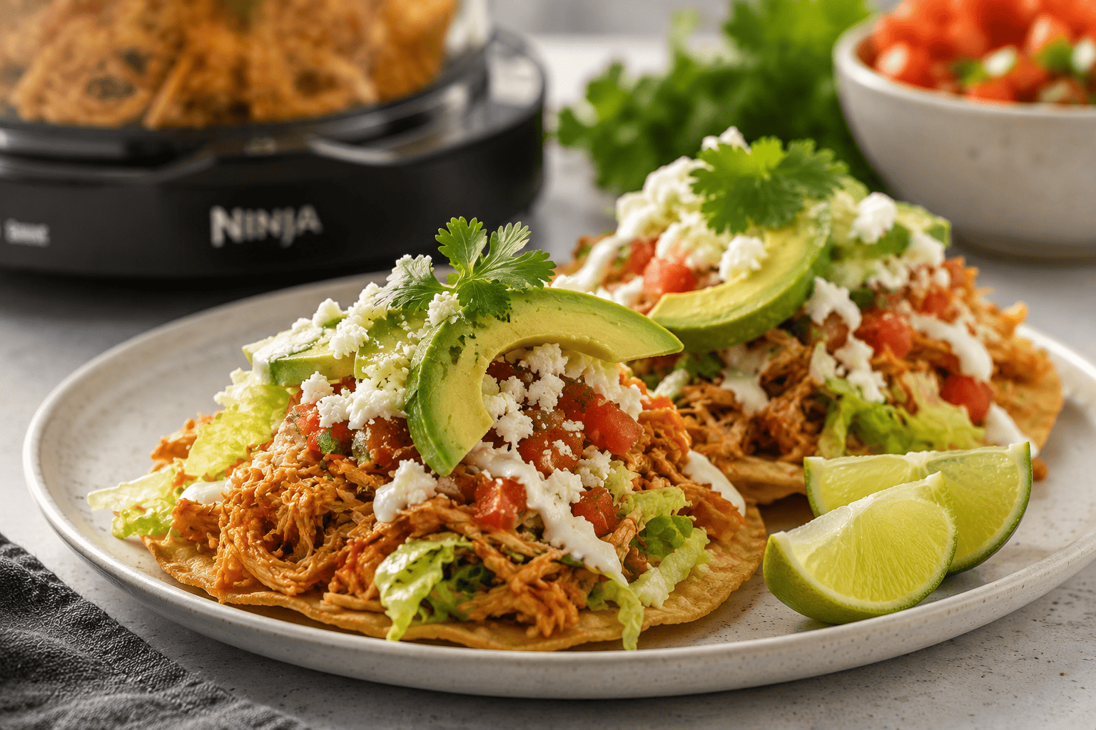 Tostadas con Pollo y Aguacate